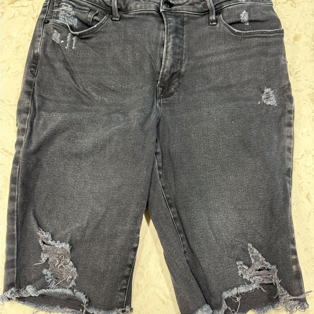 Good American Distressed Denim Shorts